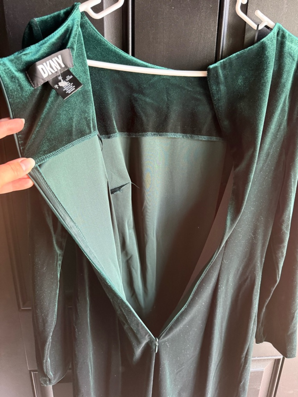 DKNY women's green velvet wrap midi dress Size 8 - Picture 10 of 12